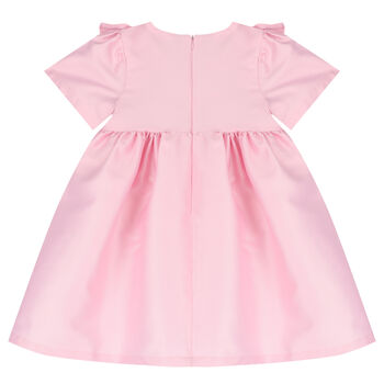 Girls Pink Bow Satin Dress